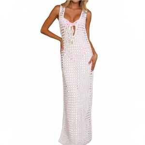 Kulani Kinis White Crochet Maxi Dress - Medium - Worn Once